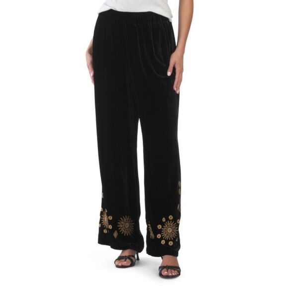 Johnny Was Heidi Velvet Silk Blend Wide Leg Pants NWT - Picture 3 of 12